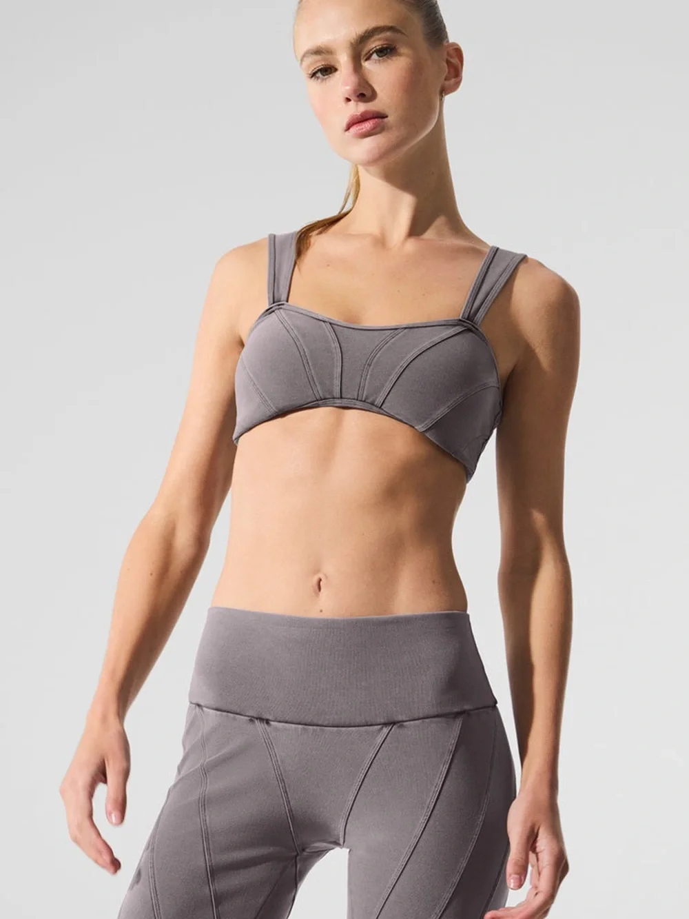 Alo Alosoft Sunray Gray Sculpting Bralette & Legging Set